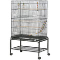 Load image into Gallery viewer, 52" Bird Cage for Budgies Cockatiels Canaries Lovebirds Finches with Rolling Stand, Toys, Removable Tray, Storage Shelf, Black
