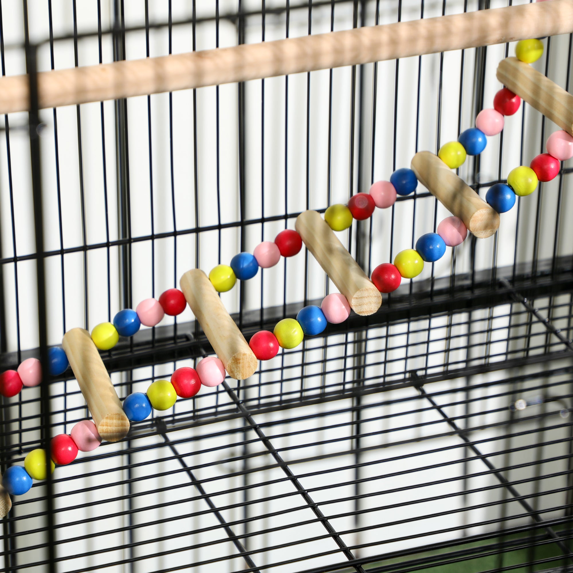 52" Bird Cage for Budgies Cockatiels Canaries Lovebirds Finches with Rolling Stand, Toys, Removable Tray, Storage Shelf, Black