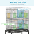 Load image into Gallery viewer, 52" Bird Cage for Budgies Cockatiels Canaries Lovebirds Finches with Rolling Stand, Toys, Removable Tray, Storage Shelf, Black
