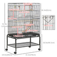 Load image into Gallery viewer, 52" Bird Cage for Budgies Cockatiels Canaries Lovebirds Finches with Rolling Stand, Toys, Removable Tray, Storage Shelf, Black
