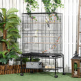 Load image into Gallery viewer, 52" Bird Cage for Budgies Cockatiels Canaries Lovebirds Finches with Rolling Stand, Toys, Removable Tray, Storage Shelf, Black
