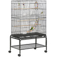 Load image into Gallery viewer, 52" Bird Cage for Budgies Cockatiels Canaries Lovebirds Finches with Rolling Stand, Toys, Removable Tray, Storage Shelf, Black

