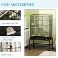 Load image into Gallery viewer, 52" Bird Cage for Budgies Cockatiels Canaries Lovebirds Finches with Rolling Stand, Toys, Removable Tray, Storage Shelf, Black
