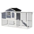 Load image into Gallery viewer, 76" Wooden Chicken Coop, Outdoor Hen House Poultry Duck Goose Cage with Outdoor Run, Nesting Box, Removable Tray and Lockable Doors, Grey
