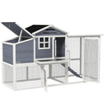 Load image into Gallery viewer, 76" Wooden Chicken Coop, Outdoor Hen House Poultry Duck Goose Cage with Outdoor Run, Nesting Box, Removable Tray and Lockable Doors, Grey
