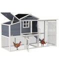 Load image into Gallery viewer, 76" Wooden Chicken Coop, Outdoor Hen House Poultry Duck Goose Cage with Outdoor Run, Nesting Box, Removable Tray and Lockable Doors, Grey
