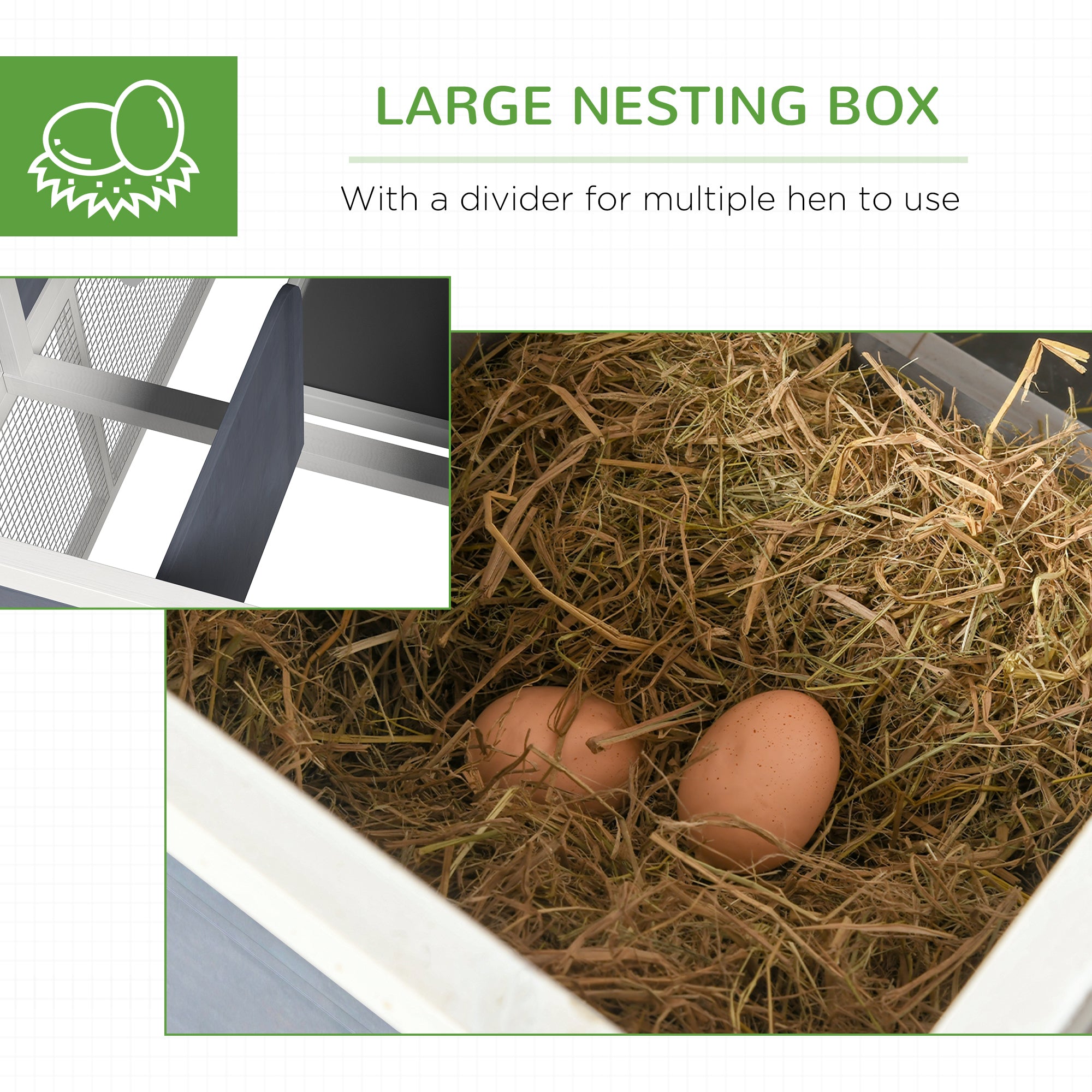 76" Wooden Chicken Coop, Outdoor Hen House Poultry Duck Goose Cage with Outdoor Run, Nesting Box, Removable Tray and Lockable Doors, Grey