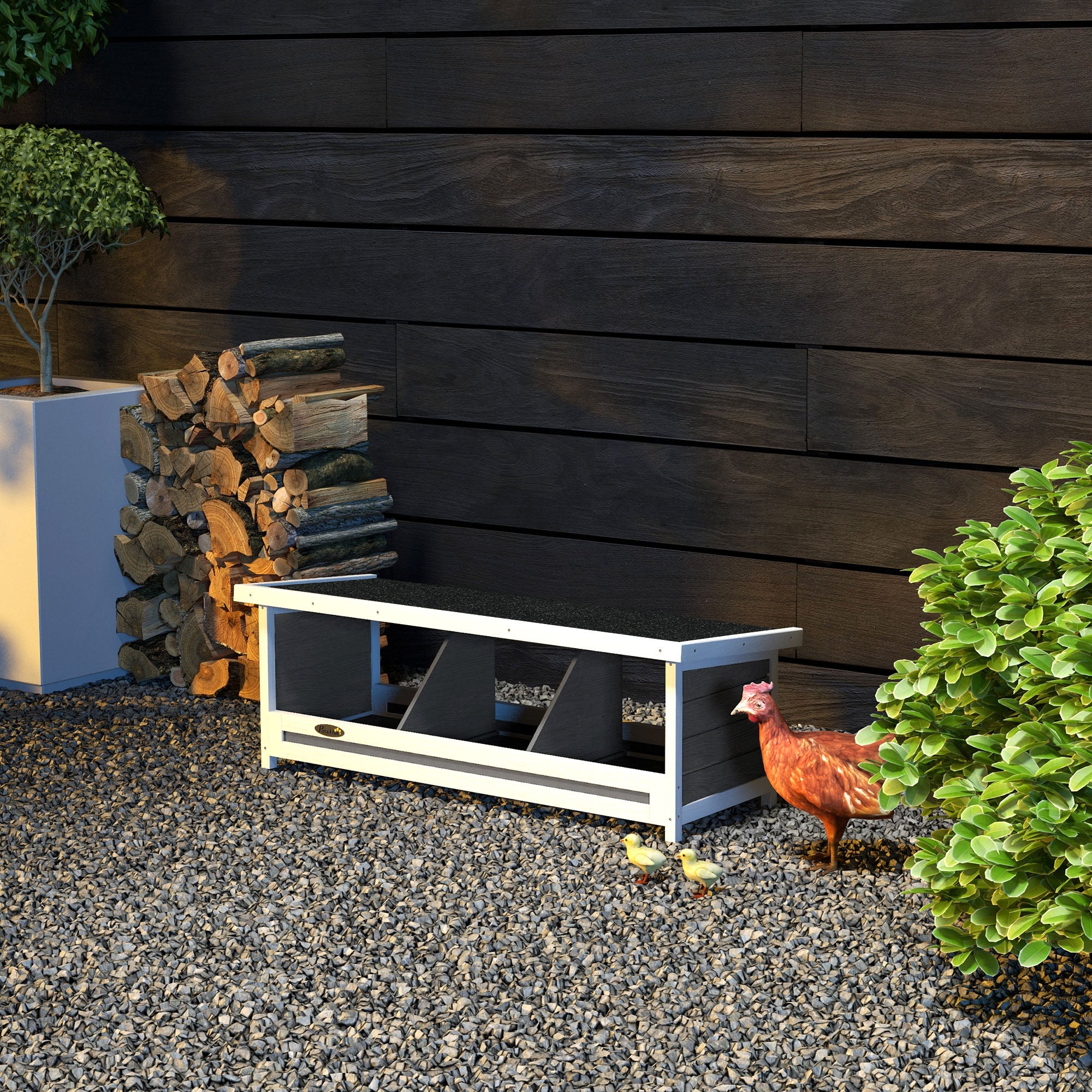 Wood Nesting Boxes for Chickens, Laying Nest Box, Chicken Coop Accessories with Asphalt Roof, Easy to Assemble, Fits Up to 3 Chickens, Grey