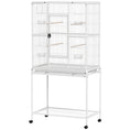 Load image into Gallery viewer, Large Bird Cage Budgie Cage with Stand, Storage Shelf, Wood Perch for Parrot Canary Parakeet Cockatiels, 81 x 48 x 162.5 cm, White
