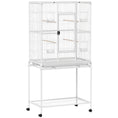 Load image into Gallery viewer, Large Bird Cage Budgie Cage with Stand, Storage Shelf, Wood Perch for Parrot Canary Parakeet Cockatiels, 81 x 48 x 162.5 cm, White

