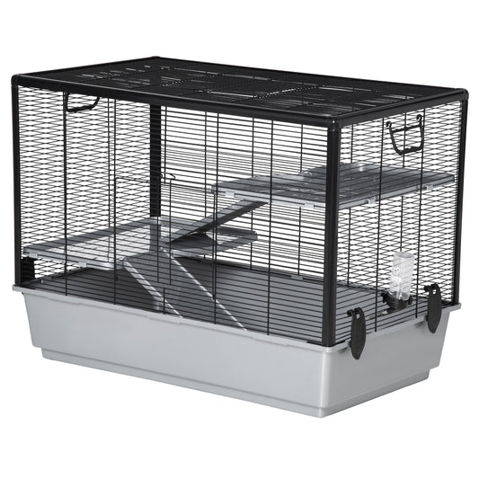 3-tier Hamster Cage, Guinea Pig Cage, Pet Chinchillas Play House Indoor with Accessories Food Dish Water Bottle, Ramps, 31.5"x19"x23", Grey