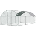 Load image into Gallery viewer, Galvanized Large Metal Chicken Coop Cage Walk-in Enclosure Poultry Hen Run House Playpen Rabbit Hutch with Cover for Outdoor Backyard 9.2' x 18.7' x 6.5' Silver
