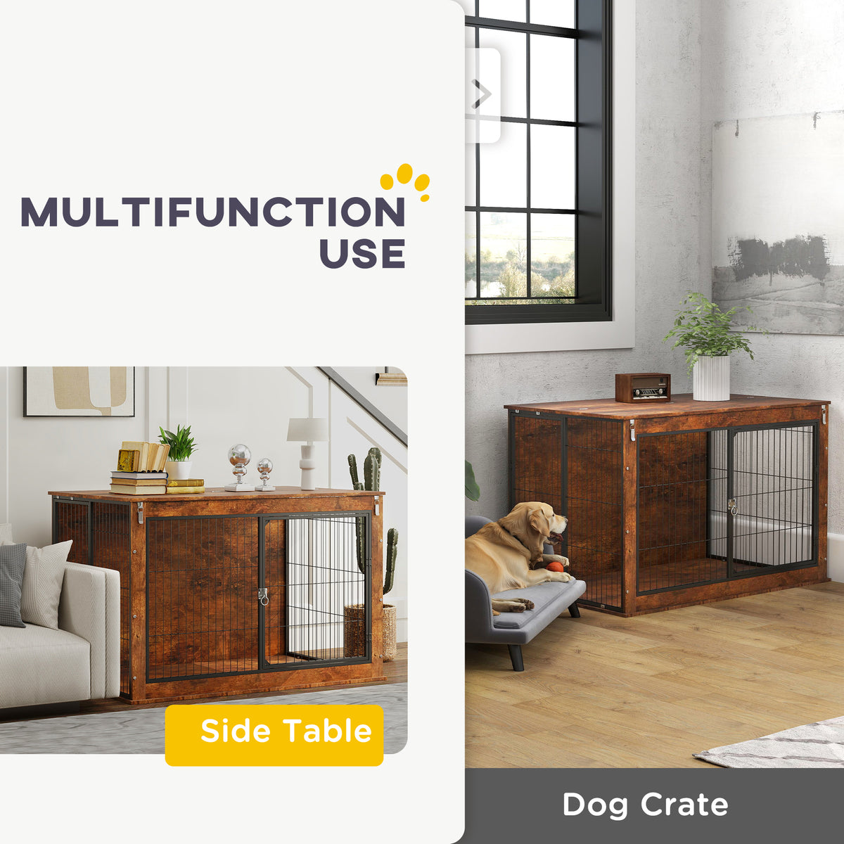 Openable Crate PawHut Dog Crate Furniture w/ Openable Top, 2 Doors, for Extra Large ...