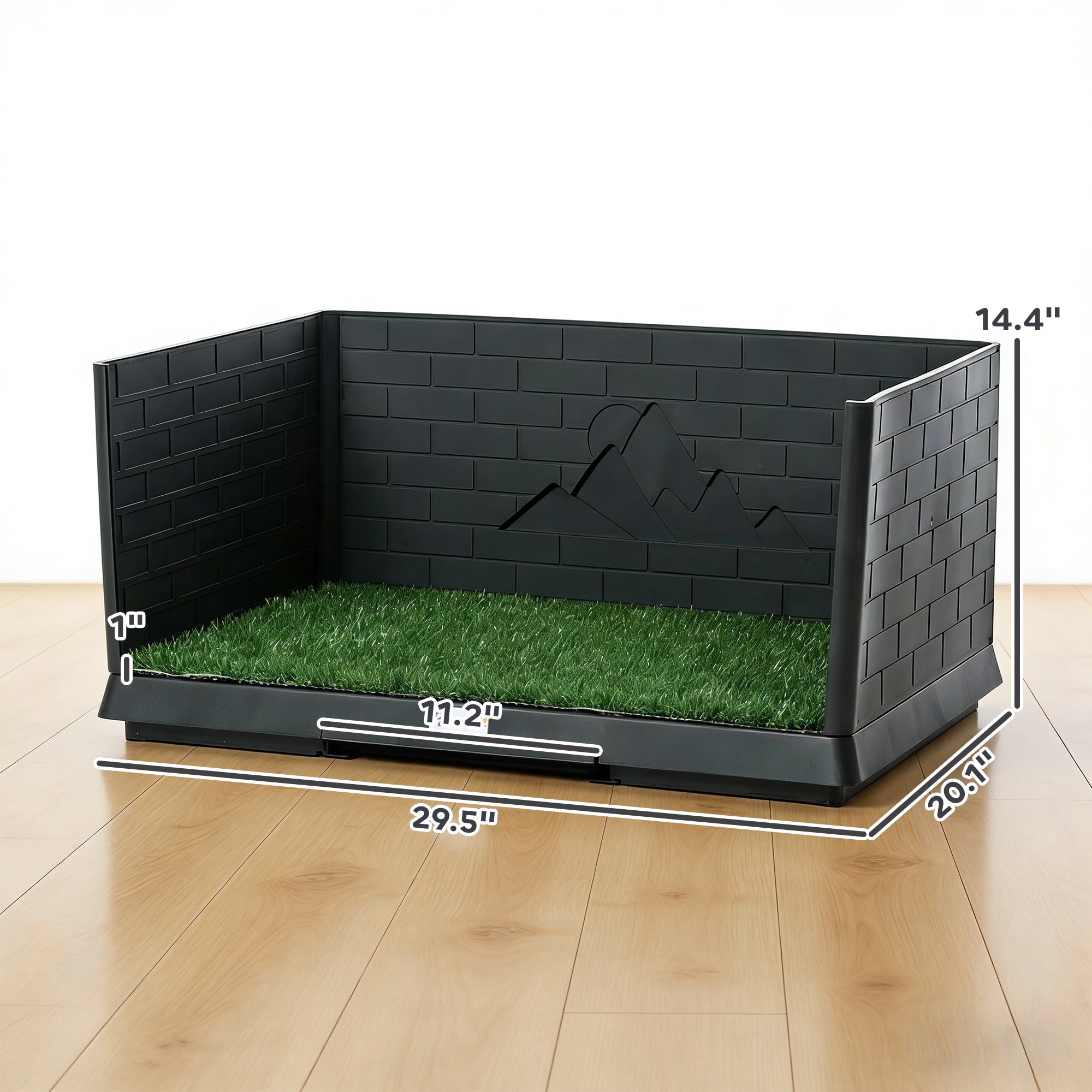 Dog Grass Pad with High Walls and Tray, Indoor Potty Tray for Puppy Training, Pee Pad Holder with Artificial Grass and Drainage for Indoor Outdoor Use, 30" x 20" x 14"