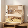 Load image into Gallery viewer, Wooden Hamster Cage, Large Gerbil Cage with Hut, Wheel, Ramps, 3 Tier Small Animal Habitat with Removable Viewing Panels, 80 x 50 x 84 cm, Natural
