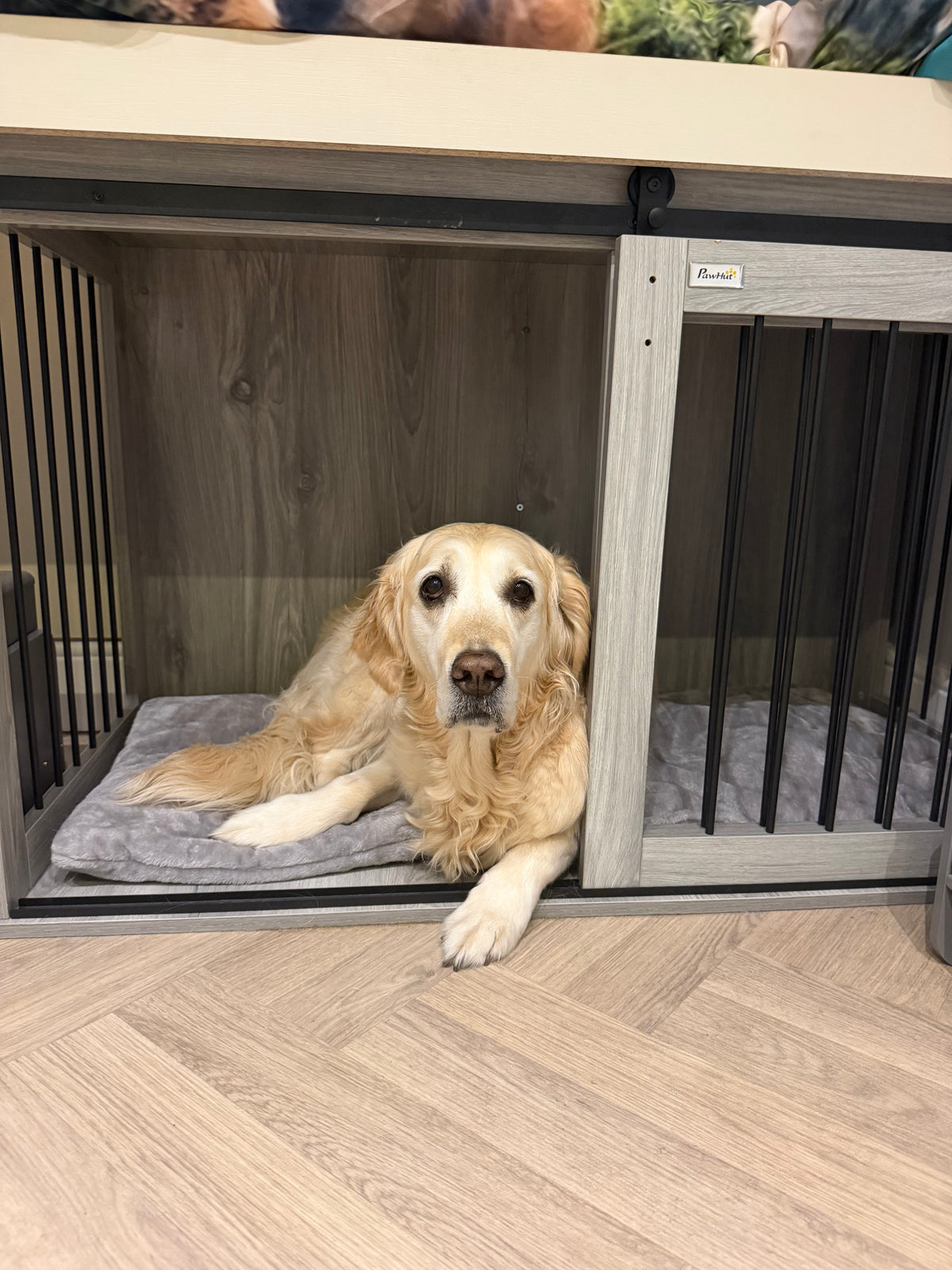 Dog Crate Furniture for Large Breeds with Removable Cushion 118 x 60 x 73 cm Grey
