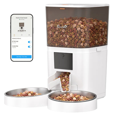 6L Automatic Cat Feeder with App Control Timed 1-10 Meals & 10s Voice Recorder