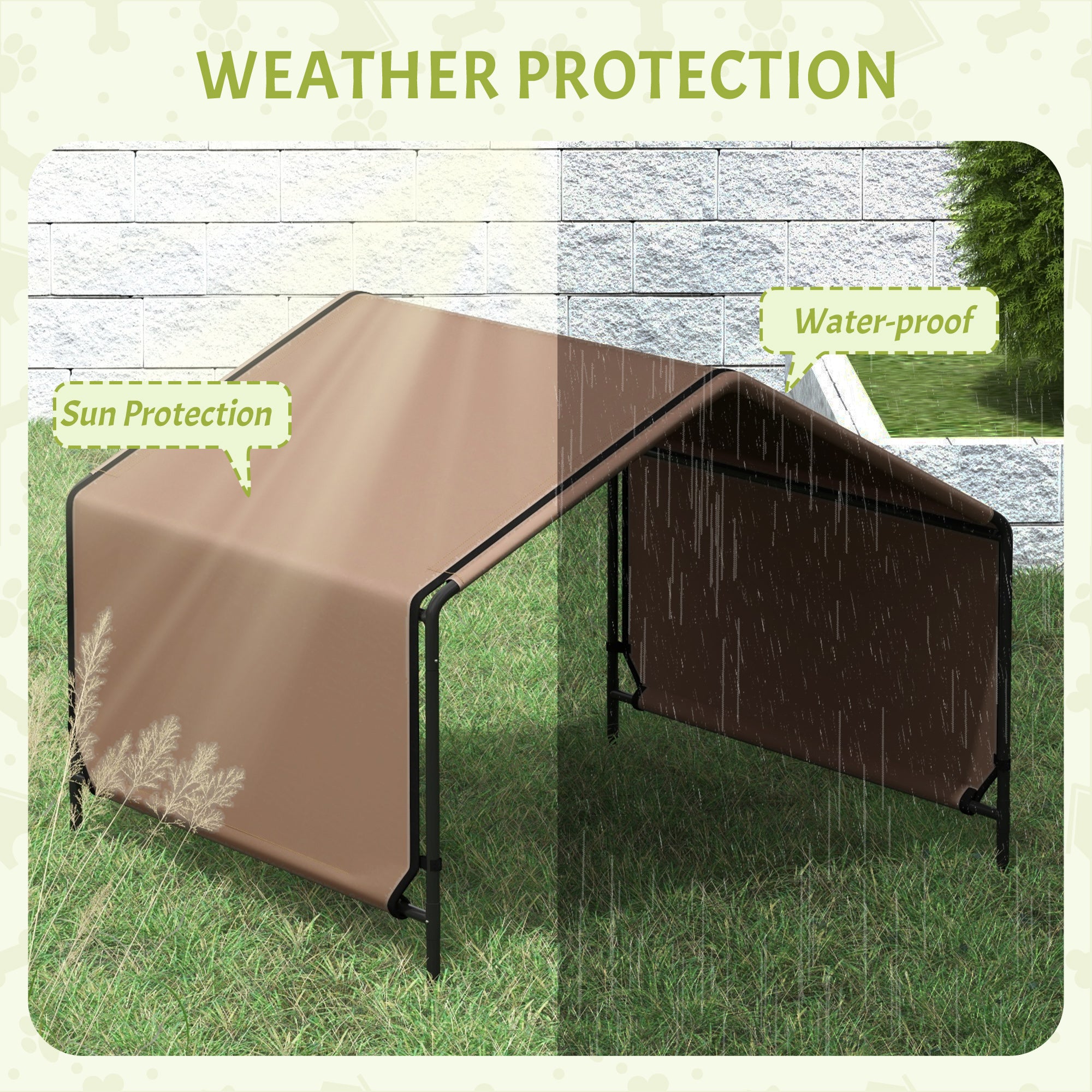 Dog Shade Shelter, Portable Pet Tent, Water Resistant Dog House for Shade Protection, Outdoor, Garden, Patio, Backyard, Brown