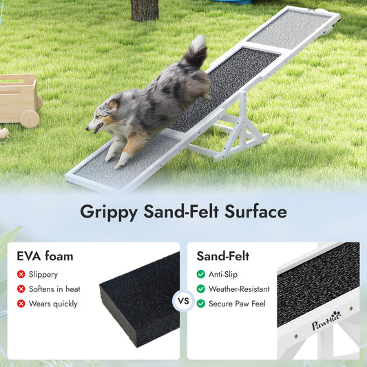 Pupstacle 83" Wooden Dog Agility Seesaw with Anti-Slip Surface White