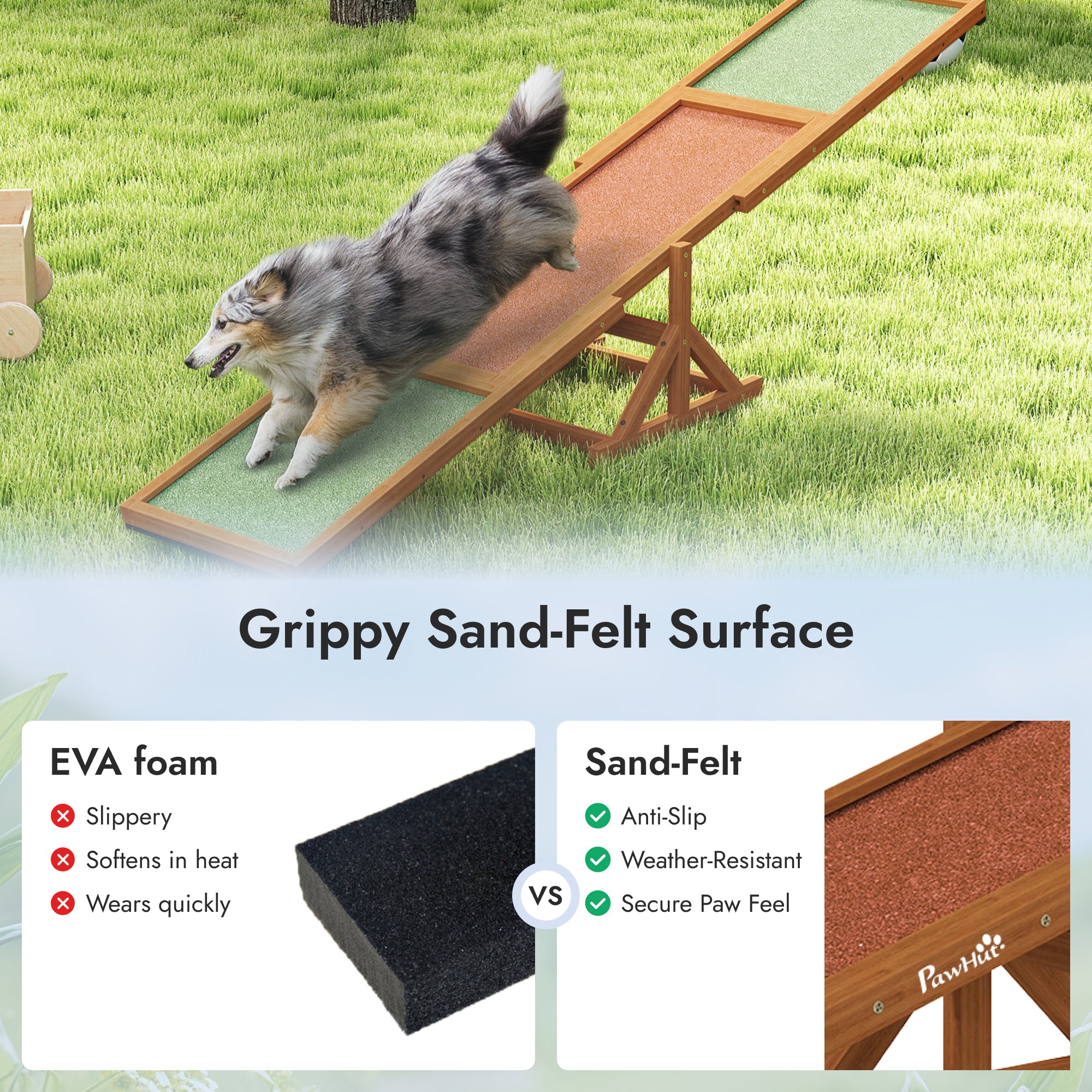 Pupstacle 180cm Wooden Dog Agility Seesaw with Anti-Slip Surface Natural