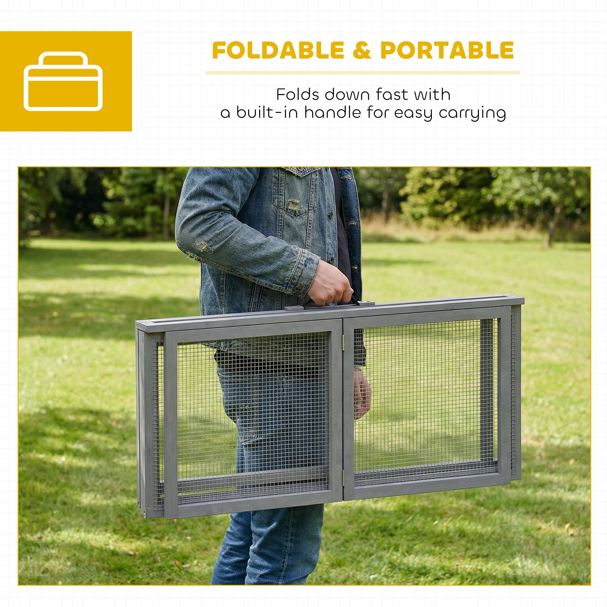 PawHut Foldable Rabbit Run with Openable Top & Carry Handle 110 x 105 x ...