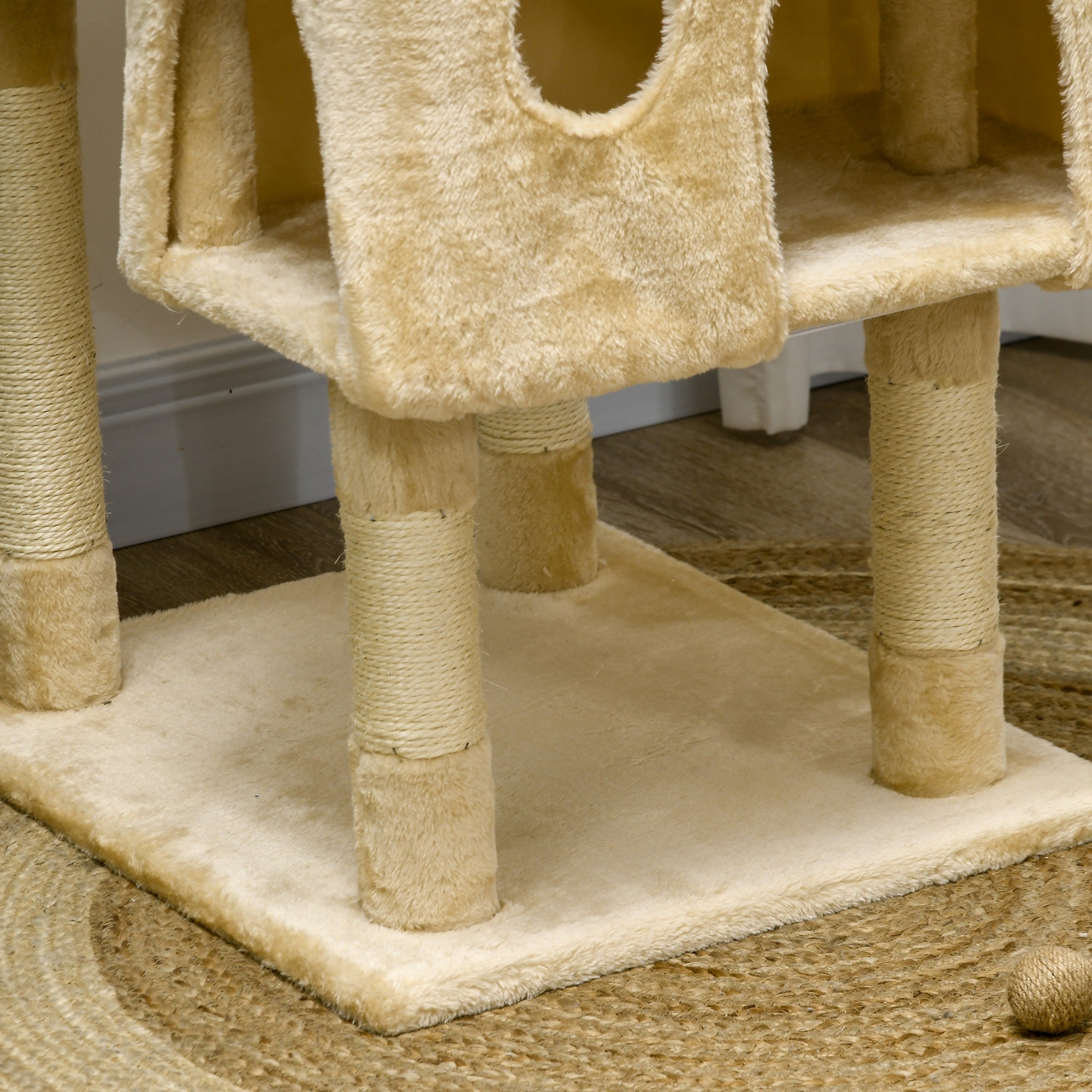 71Inch Cat Tree, Cat Tower with Scratching Post, Cat Houses, Toys, Beige