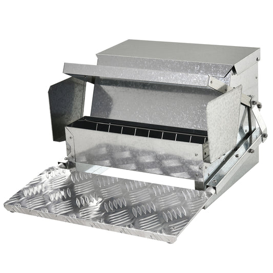11.5KG Automatic Chicken Poultry Feeder Rat Proof Treadle Self Opening with Galvanized Steel and Aluminium