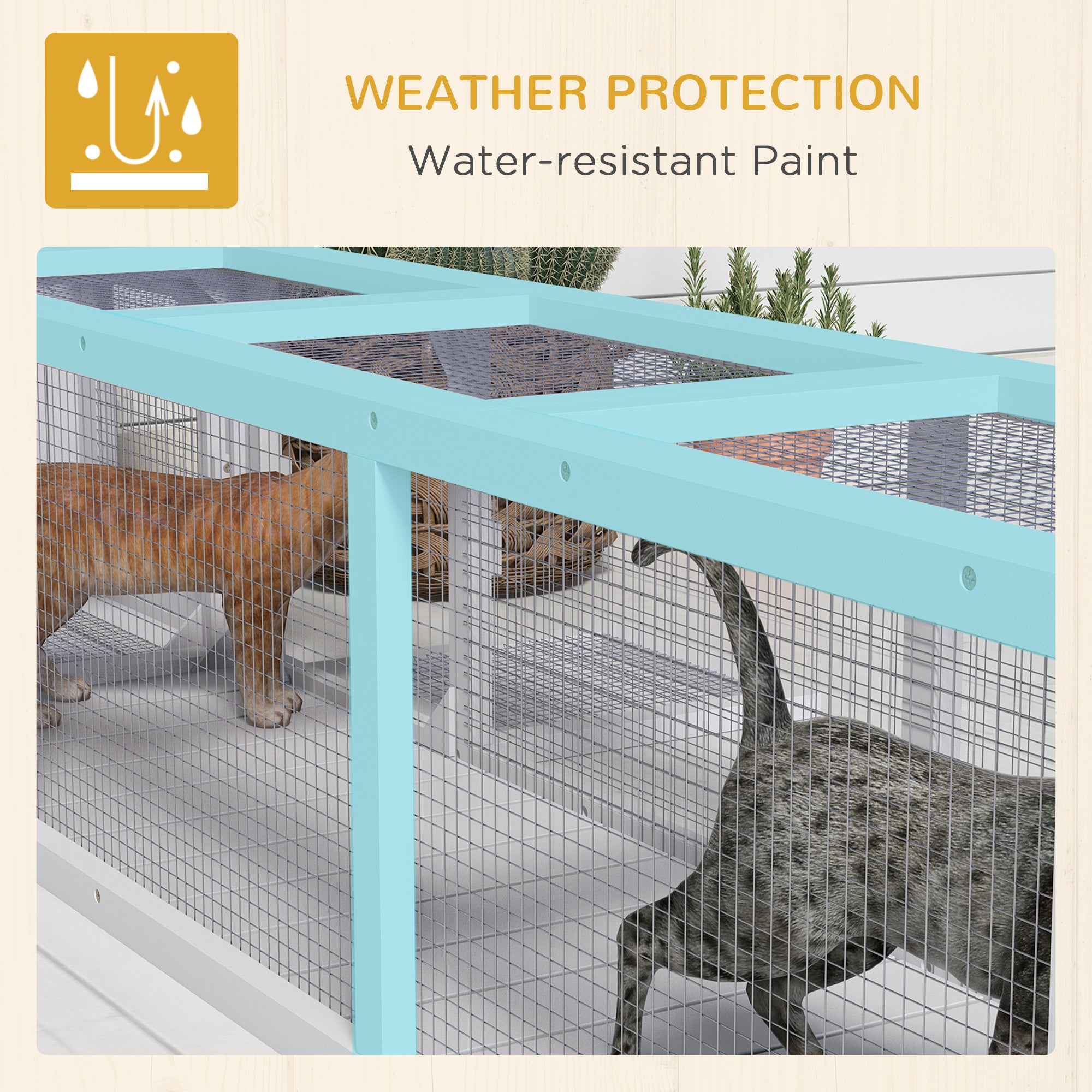 PawHut Outdoor Cat Tunnel with Extendable Design, 59" L Wooden Cat Run with Weather Protection, Connecting Inside and Outside, for Deck Patios, Balconies, White