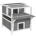 Load image into Gallery viewer, PawHut 2-Story Outdoor Cat House with Balcony, Weatherproof Feral Cat Shelter with Openable Top, Escape Door, Removable Panel & Floor, Wooden Cat House for Outside, Backyard, Light Gray
