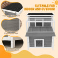 Load image into Gallery viewer, PawHut 2-Story Outdoor Cat House with Balcony, Weatherproof Feral Cat Shelter with Openable Top, Escape Door, Removable Panel & Floor, Wooden Cat House for Outside, Backyard, Light Gray
