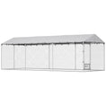 Load image into Gallery viewer, Outdoor Dog Kennel with Roof, 20' x 7.5' x 6.5' Chain Link Dog Run with Waterproof UV-Resistant Cover, Double Secure Locks, Adjustable Rotating Bowls, for Large Breeds, Chickens, Ducks, Geese
