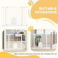 Load image into Gallery viewer, Dog Gate with Cat Flap Pet Safety Gate Barrier, Stair Pressure Fit, Auto Close, Double Locking, for Doorways, Hallways, 75-103 cm White
