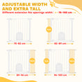 Load image into Gallery viewer, Dog Gate with Cat Flap Pet Safety Gate Barrier, Stair Pressure Fit, Auto Close, Double Locking, for Doorways, Hallways, 75-103 cm White
