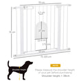Load image into Gallery viewer, Dog Gate with Cat Flap Pet Safety Gate Barrier, Stair Pressure Fit, Auto Close, Double Locking, for Doorways, Hallways, 75-103 cm White
