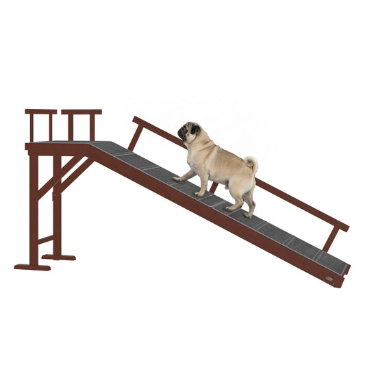 70.5" Dog Ramp for Bed Couch with Removable Guardrails for Small Medium Large Dogs Brown