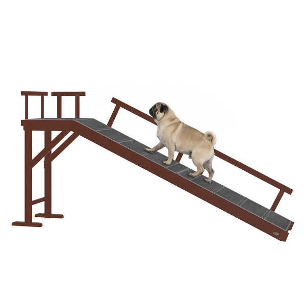 70.5" Dog Ramp for Bed Couch with Removable Guardrails for Small Medium Large Dogs Brown