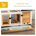 Load image into Gallery viewer, PawHut Indoor Outdoor Wooden Rabbit Hutch with Wheels, Large Bunny Hutch with Run & Slide-Out Tray for Small Animals, Guinea Pig, Yellow
