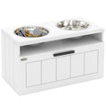 Load image into Gallery viewer, Raised Dog Bowl, Elevated Pet Bowls with Slow Feeder, Two Stainless Steel Bowls, Drawer, for Large & Extra Large Dogs, White
