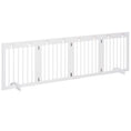 Load image into Gallery viewer, Freestanding Pet Gate 4 Panel Wooden Dog Barrier Folding Safety Fence with Support Feet up to 204cm Long 61cm Tall for Doorway Stairs White
