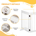 Load image into Gallery viewer, Freestanding Pet Gate 4 Panel Wooden Dog Barrier Folding Safety Fence with Support Feet up to 204cm Long 61cm Tall for Doorway Stairs White
