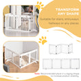 Load image into Gallery viewer, Freestanding Pet Gate 4 Panel Wooden Dog Barrier Folding Safety Fence with Support Feet up to 204cm Long 61cm Tall for Doorway Stairs White
