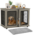 Load image into Gallery viewer, Dog Crate Furniture, Dog Cage with Soft Washable Cushion, Furniture-Style Pet Kennel Indoor House End Side Table for Small Medium Large XL Breeds, 118 x 75 x 82 cm, Grey
