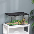Load image into Gallery viewer, Glass Reptile Terrarium, Jumping Spider Enclosure with Thermometer, Water Basin, Full View Visually for Lizards, Horned Frogs, Snakes, Spiders - Black
