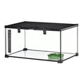 Load image into Gallery viewer, Glass Reptile Terrarium, Jumping Spider Enclosure with Thermometer, Water Basin, Full View Visually for Lizards, Horned Frogs, Snakes, Spiders - Black
