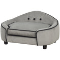 Load image into Gallery viewer, Dog Sofa for XS and S Size Dogs, Pet Chair Bed with Soft Cushion, Cat Sofa  Couch with Washable Cover, Wooden Frame, 66.5 x 45 x 35.5 cm, Grey
