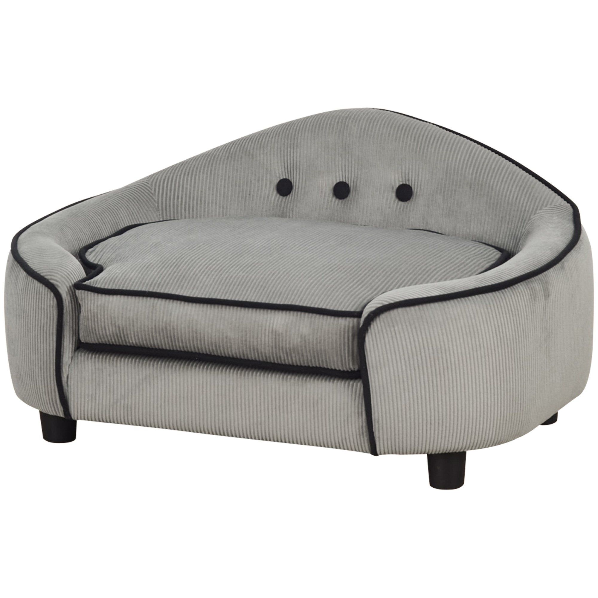 Dog Sofa for XS and S Size Dogs, Pet Chair Bed with Soft Cushion, Cat Sofa  Couch with Washable Cover, Wooden Frame, 66.5 x 45 x 35.5 cm, Grey