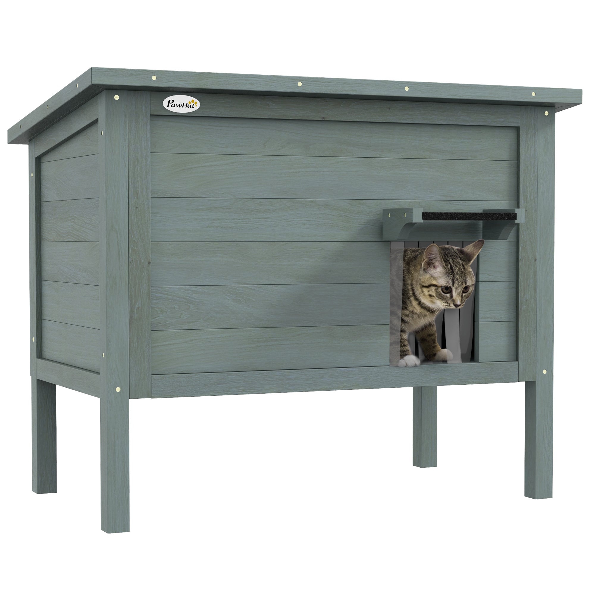 Outdoor Cat House, Feral Insulate Wooden Kitten House with Removable Floor, Water-Resistant Openable Roof, 85 x 50 x 68.5cm - Charcoal Grey