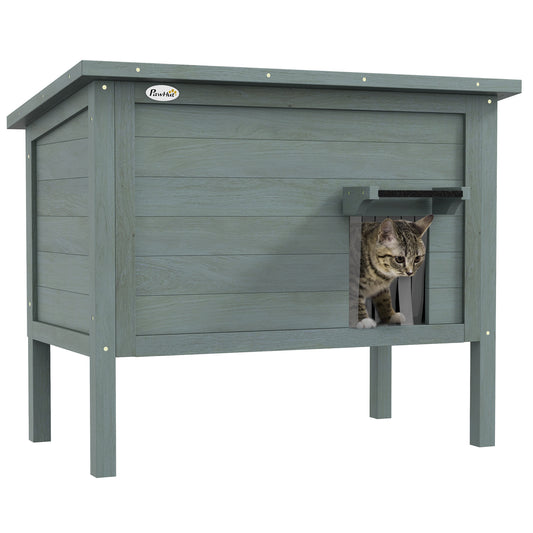 Outdoor Cat House, Feral Insulate Wooden Kitten House with Removable Floor, Water-Resistant Openable Roof, 85 x 50 x 68.5cm - Charcoal Grey