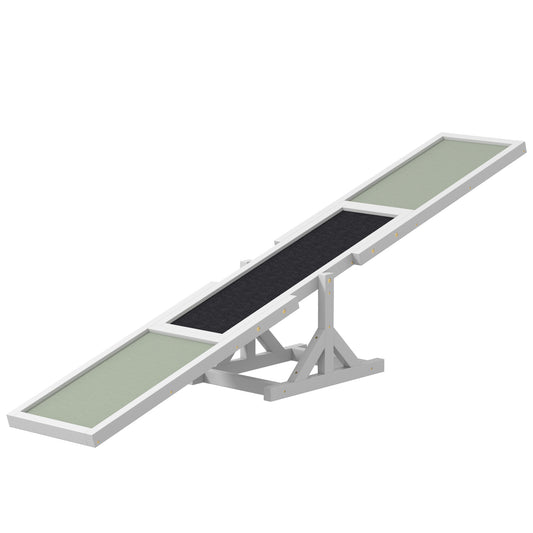 Wooden Pet Seesaw for Big Dogs, Agility Training Equipment for Dogs with Anti-Slip surface, 180 x 30 x 30cm - White