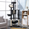 Load image into Gallery viewer, 60 Inch Cat Tree for Large Cats Adult, Tall Cat Tower with Scratching Posts and 2 Hammocks, Multi-Level Plush Kitten Condo for Indoor Cats with Dangling Balls, Dark Grey
